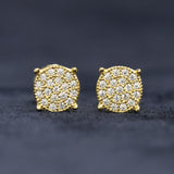 Iced Out Flower Round 925 Sterling Silver Moissanite Earrings