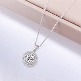 14K White Gold Plated 2 Carat Moissanite Pendant Necklace