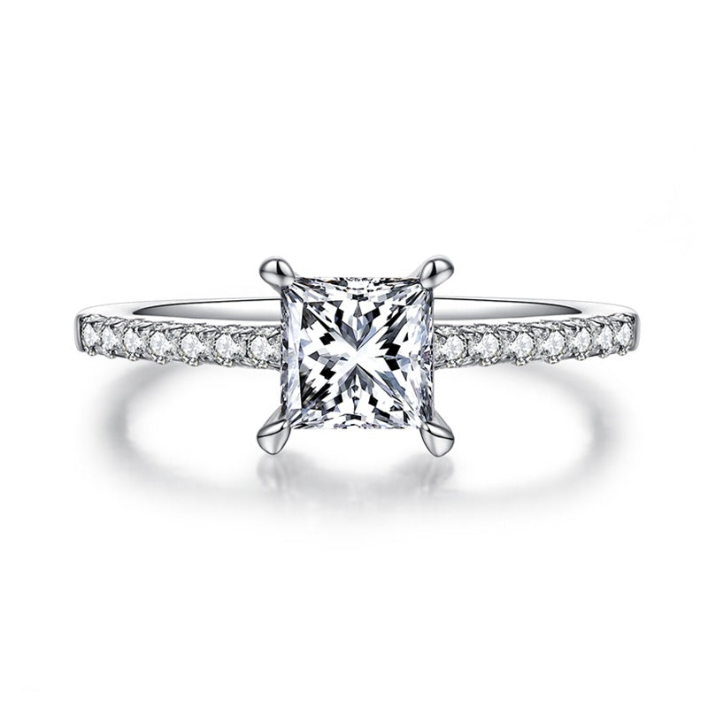 1.0 Carats VVS1 Moissanite Square Rings for Women