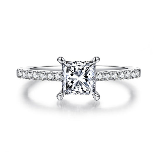 1.0 Carats VVS1 Moissanite Square Rings for Women