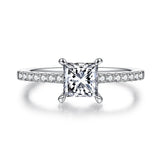 1.0 Carats VVS1 Moissanite Square Rings for Women