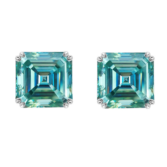 1.0ct Square Moissanite 925 Sterling Silver Stud Earrings