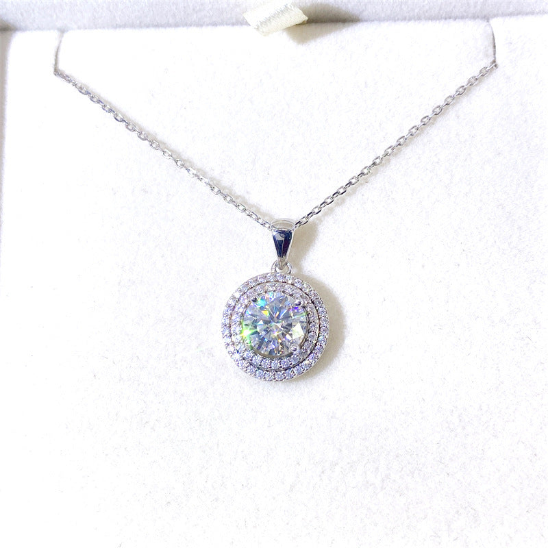 14K White Gold Plated 2 Carat Moissanite Pendant Necklace