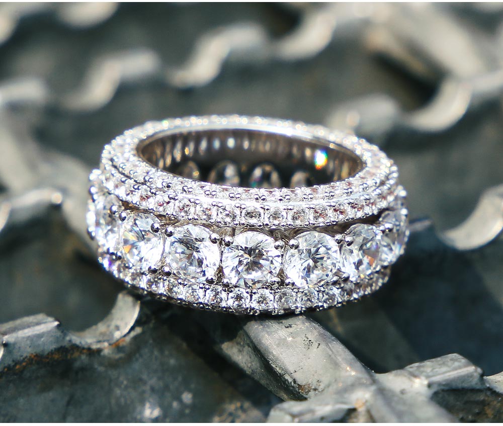 5MM Iced Out Diamond CZ Cuban Ring for Men