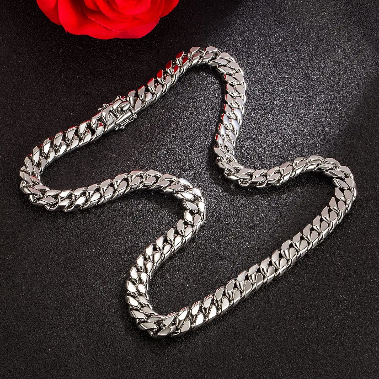 12MM Fashion 925 Sterling Silver Solid Miami Cuban Link Chain Necklace