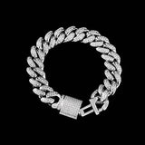 12MM 925 Silver Moissanite Diamond Cuban Link Bracelet