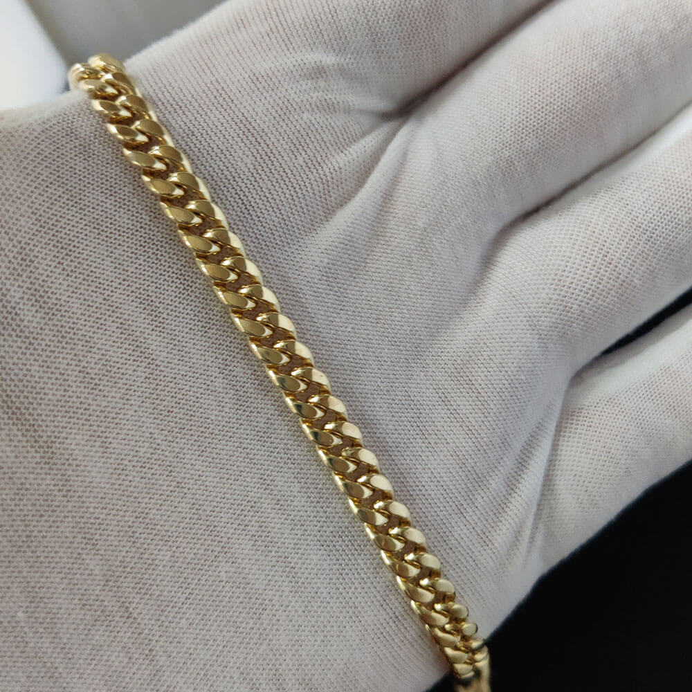 6.2MM 14k Yellow Gold Plated Miami Cuban Chain Bracelet