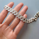 14MM 925 Sterling Silver Iced Out Moissanite Cuban Link Bracelet