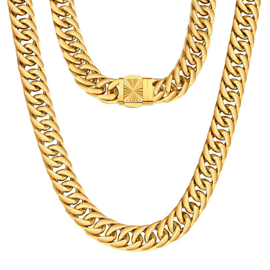 14MM Hip Hop Miami Cuban Link Chain with Tongue Clasp