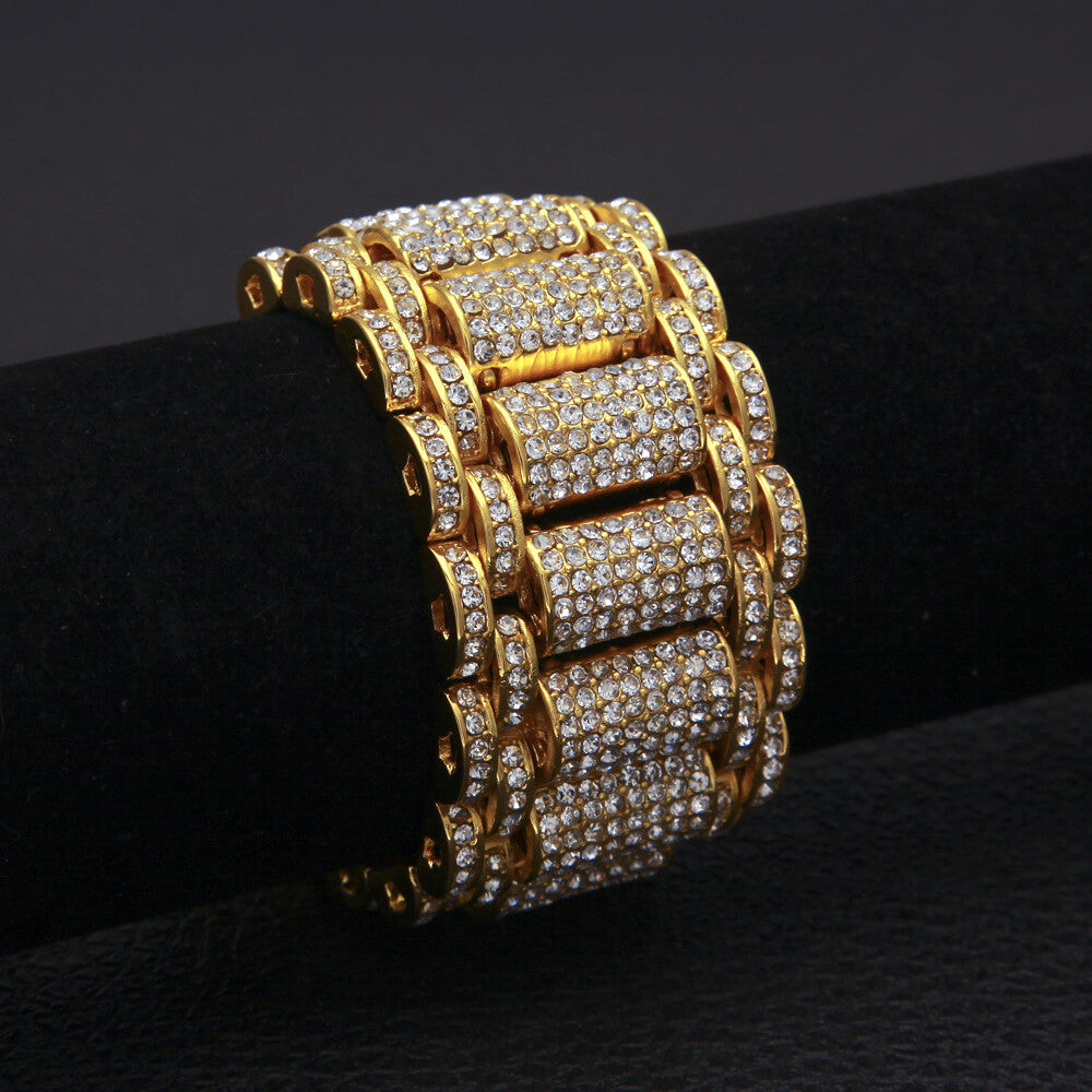 35MM Hip Hop Iced Out Rhinestone Cuban Link Bracelet