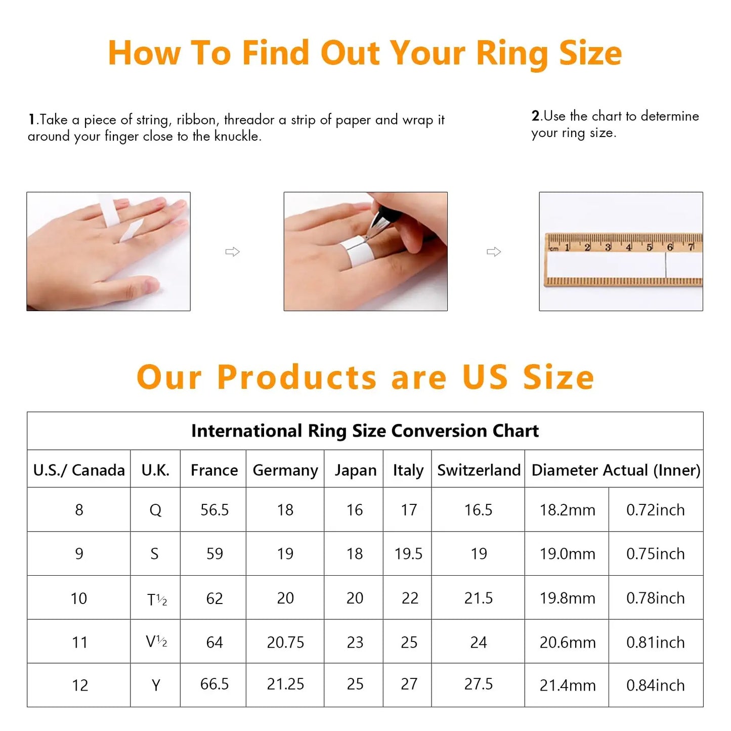 how to find out your ring size& Ring size chart