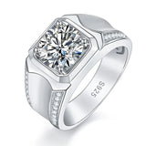 3Ct Moissanite with Part CZ Mens' ring