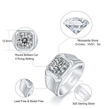 3Ct Moissanite with Part CZ Mens' ring