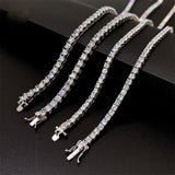 3MM 925 Sterling Silver Moissanite Tennis Necklace for Men and Women