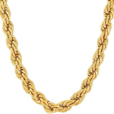 7mm 14K Gold Plated Hip Hop Rope Chain Cuban Link Necklace