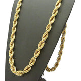 7mm 14K Gold Plated Hip Hop Rope Chain Cuban Link Necklace