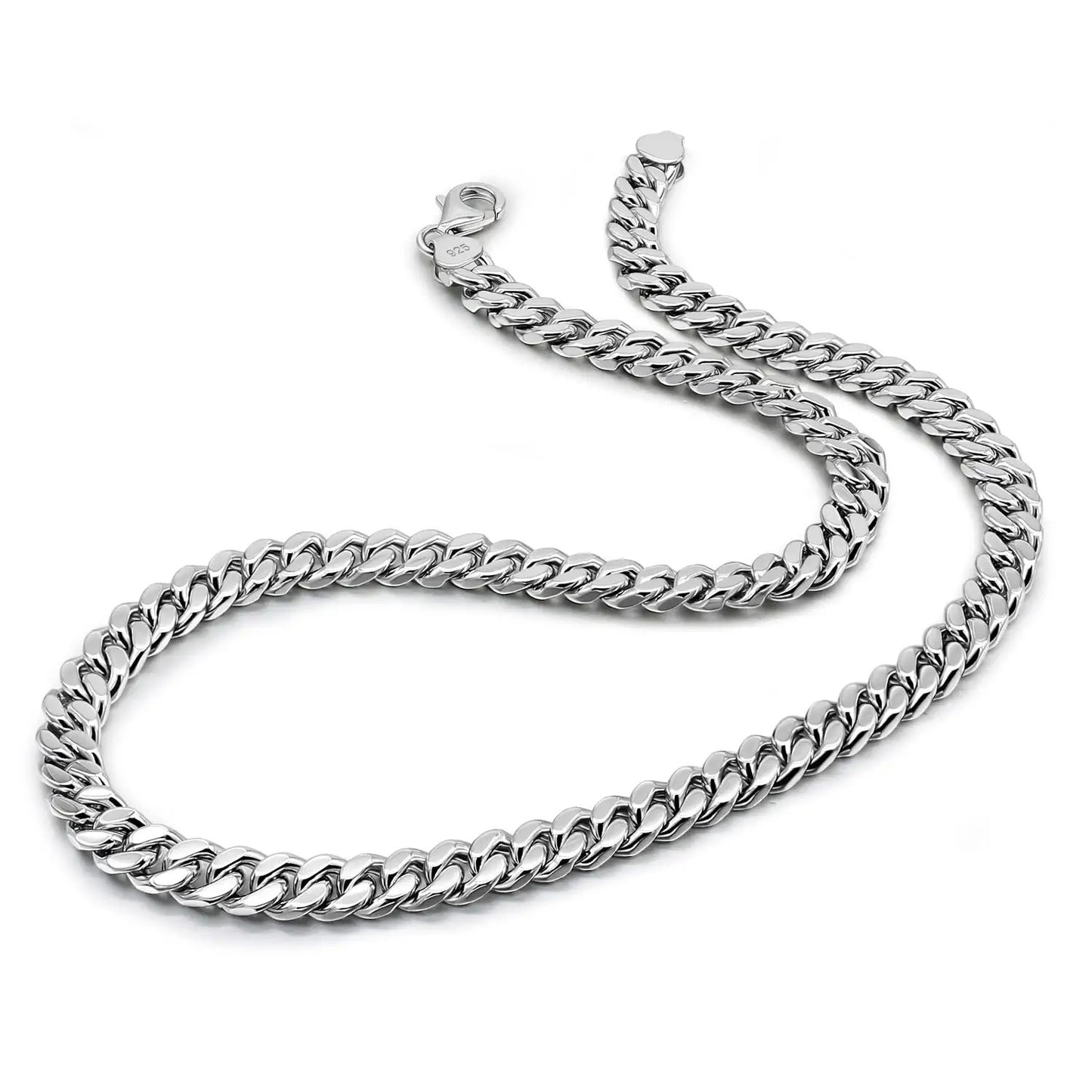 8MM Fashion 925 Sterling Silver Solid Miami Cuban Link Chain Necklace