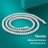 4MM 925 Sterling Silver Moissanite Tennis Necklace for Men and Women