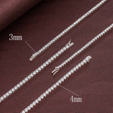 4MM 925 Sterling Silver Moissanite Tennis Necklace for Men and Women