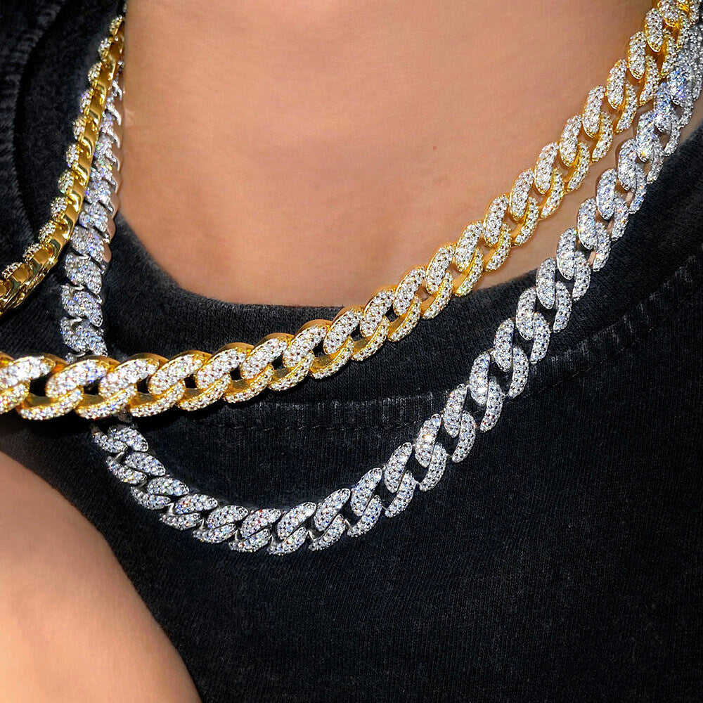 8MM Moissanite 14K Gold Plated Monaco Cuban Chain Necklace