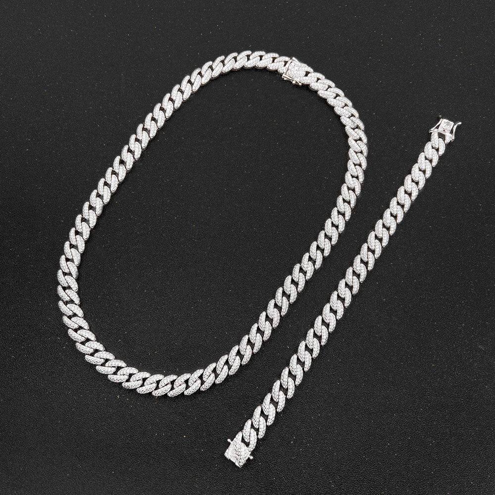 8MM Moissanite 14K Gold Plated Monaco Cuban Chain Necklace