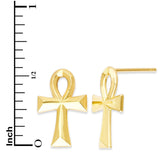 Hip Hop Cross Pendant 14k Solid Gold Stud Earrings