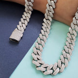 12MM Moissanite Monaco Cuban Chain Necklace in 925 Sterling Silver