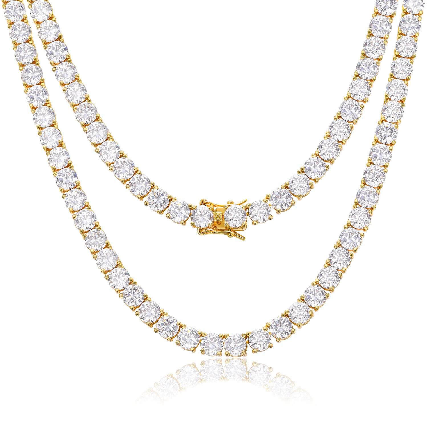 5MM Moissanite Tennis Necklace Chains 925 Sterling Silver Yellow Gold Plated Moissanite Diamond Tennis Choker