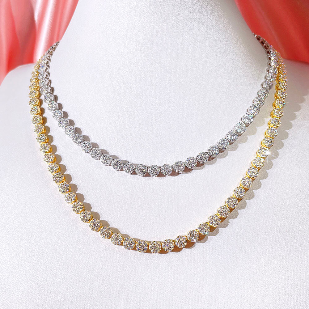 6MM Moissanite Diamond Tennis Necklace in 14K Gold-plated Sterling Silver