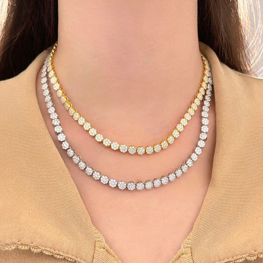 6MM Moissanite Diamond Tennis Necklace in 14K Gold-plated Sterling Silver