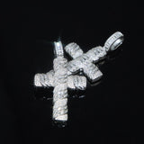 Hip Hop Iced Out Baguette Cut Cross Pendant Necklace