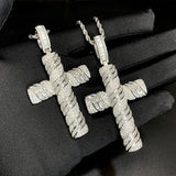 Hip Hop Iced Out Baguette Cut Cross Pendant Necklace