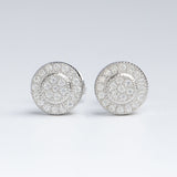 Iced Out Sunflower Round 925 Sterling Silver Moissanite Earrings  Media 1 of 6