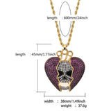 Iced Out Skull Heartbreak Pendant Hip Hop Necklace