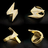 Lightning 16k Gold Plated Iced Out Hip Hop Moissanite Ring