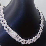 13MM Hollow Out Moissanite Cuban Chain Necklace for Men Women