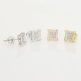 Hip Hop Unisex Square Stud Earrings Natural Moissanite Diamond Jewelry