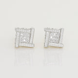 Hip Hop Unisex Square Stud Earrings Natural Moissanite Diamond Jewelry