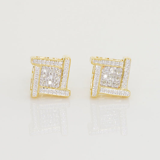 Hip Hop Unisex Square Stud Earrings Natural Moissanite Diamond Jewelry