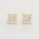 Hip Hop Unisex Square Stud Earrings Natural Moissanite Diamond Jewelry