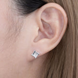 Hip Hop Unisex Square Stud Earrings Natural Moissanite Diamond Jewelry