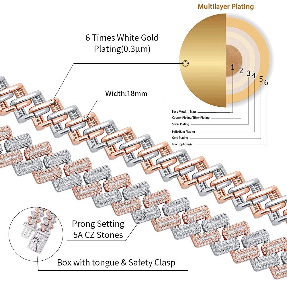 20MM Prong Setting Cuban Link Chain with Iced Out Round Cut CZ