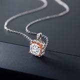 925 2-Tone Sterling Silver Moissanite Pendant Necklace For Women