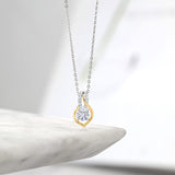 925 Sterling Silver 10K Yellow Gold White Moissanite Pendant Necklace For Women