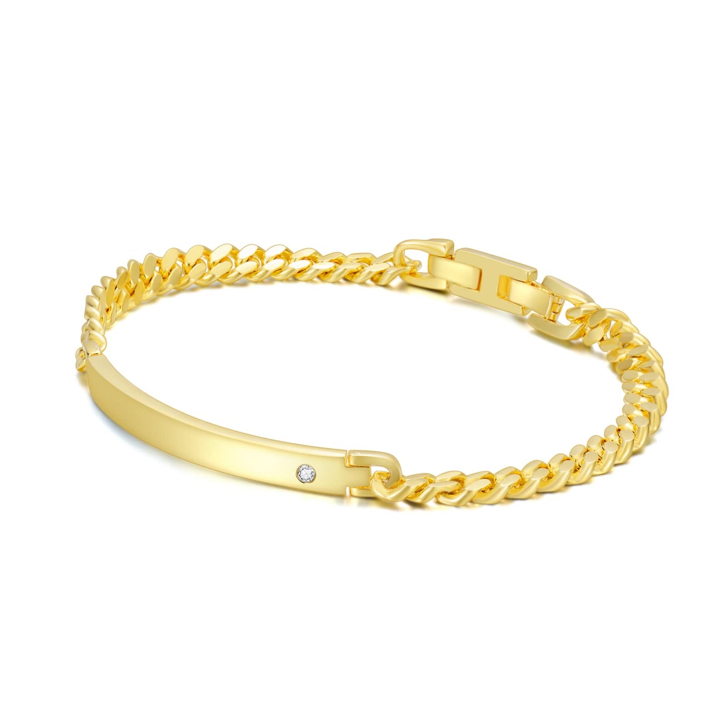 Classic 5MM 14k Gold Plated Sterling Silver Chain Bracelet for Men