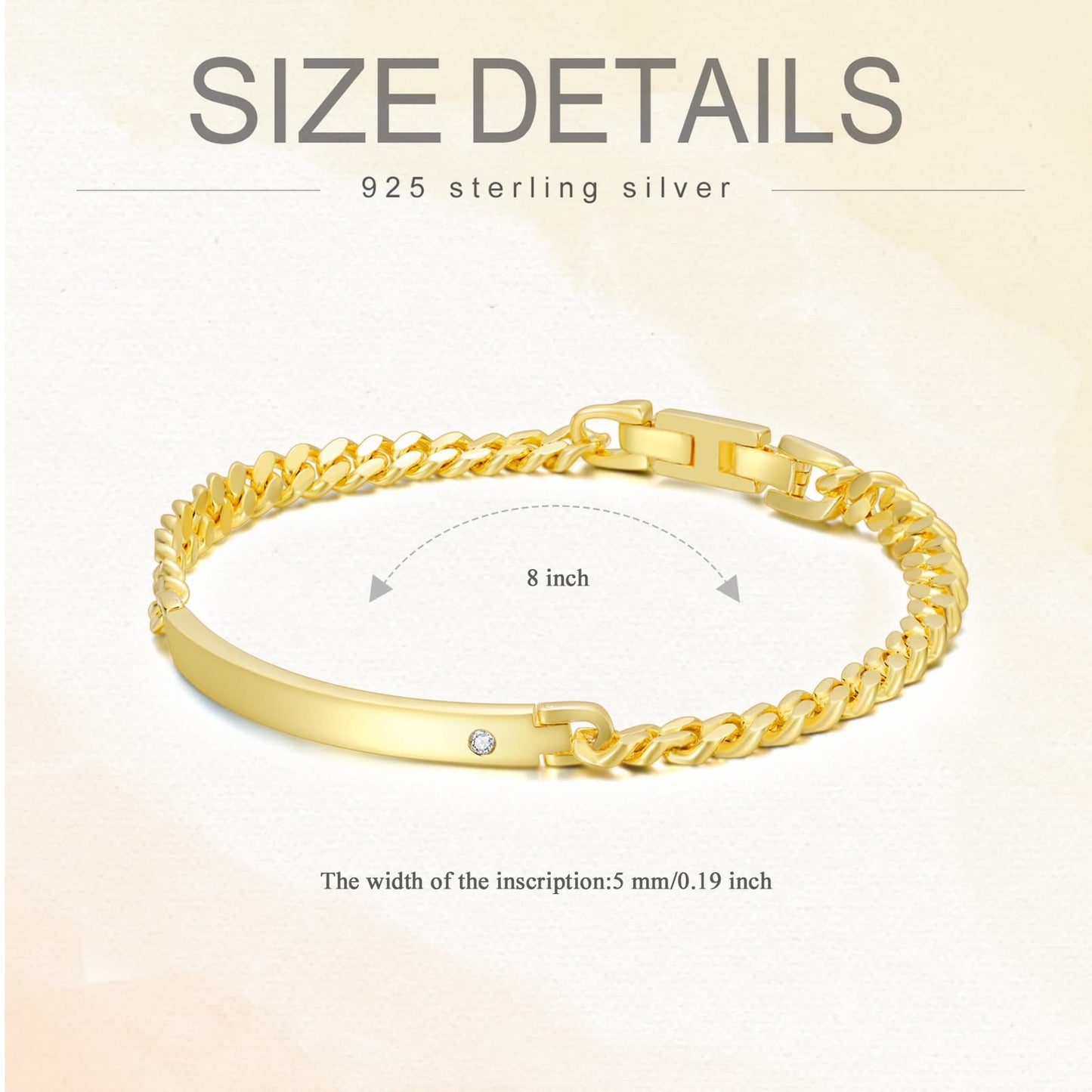 Classic 5MM 14k Gold Plated Sterling Silver Chain Bracelet for Men