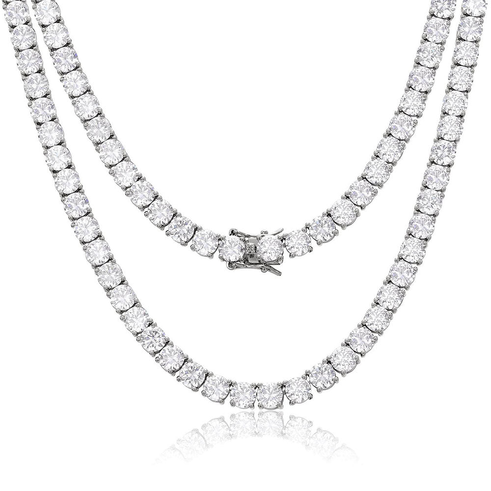 5MM Moissanite Tennis Necklace Chains 925 Sterling Silver White Gold Plated Moissanite Diamond Tennis Choker