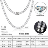 5MM Moissanite Tennis Necklace Chains 925 Sterling Silver White Gold Plated Moissanite Diamond Tennis Choker