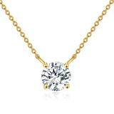 Round Cut Moissanite Pendant Choker Necklace in 14K Yellow Gold  for Women