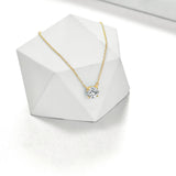 Round Cut Moissanite Pendant Choker Necklace in 14K Yellow Gold  for Women